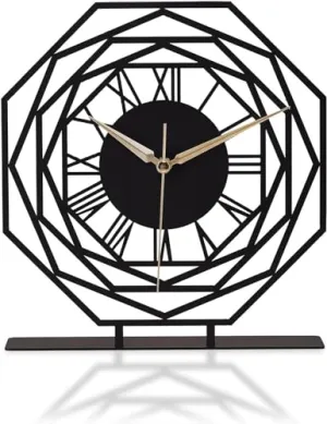 Hari Enterprise Battery Operated Desk Clock Modern Metal Desk Clock Reloj de Escritorio para Oficina Pequeña y Tranquila Junto a La Cama Desk Metal Clock (Black) (Repido)
