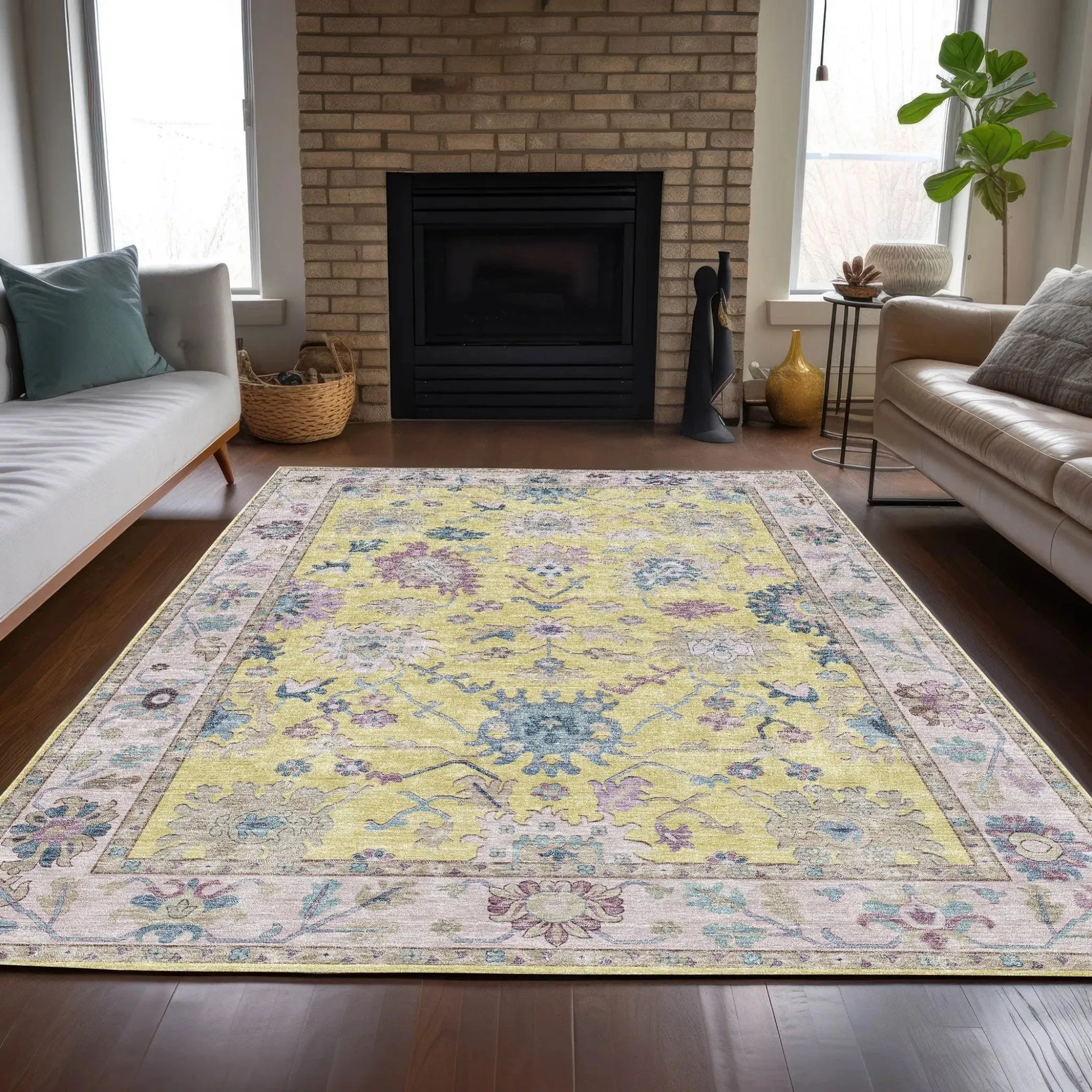 Hatay HY7 Yellow Rug
