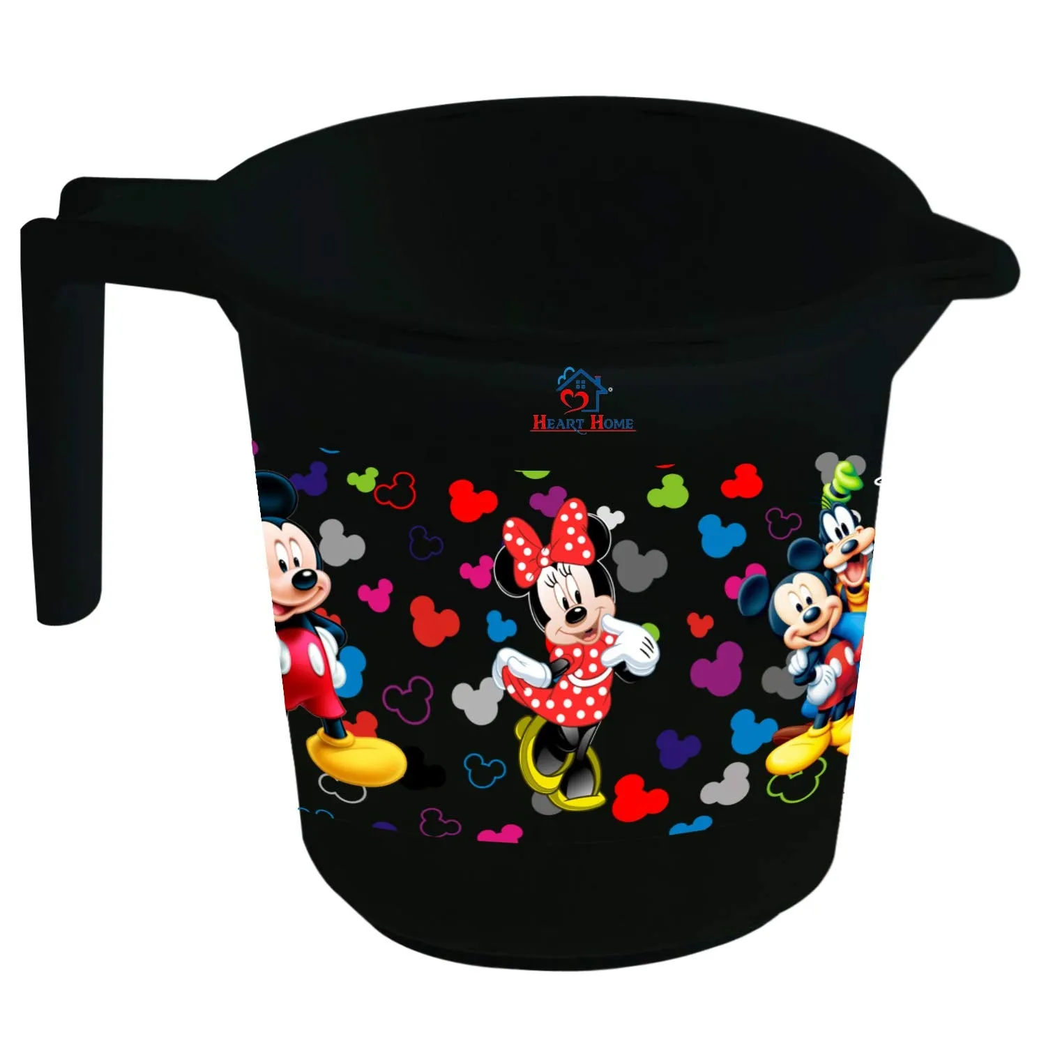 Heart Home Disney Team Mickey Print 4 Pieces Unbreakable Strong Plastic Bathroom Mug,500 ML (Black) -HS_35_HEARTHS17115