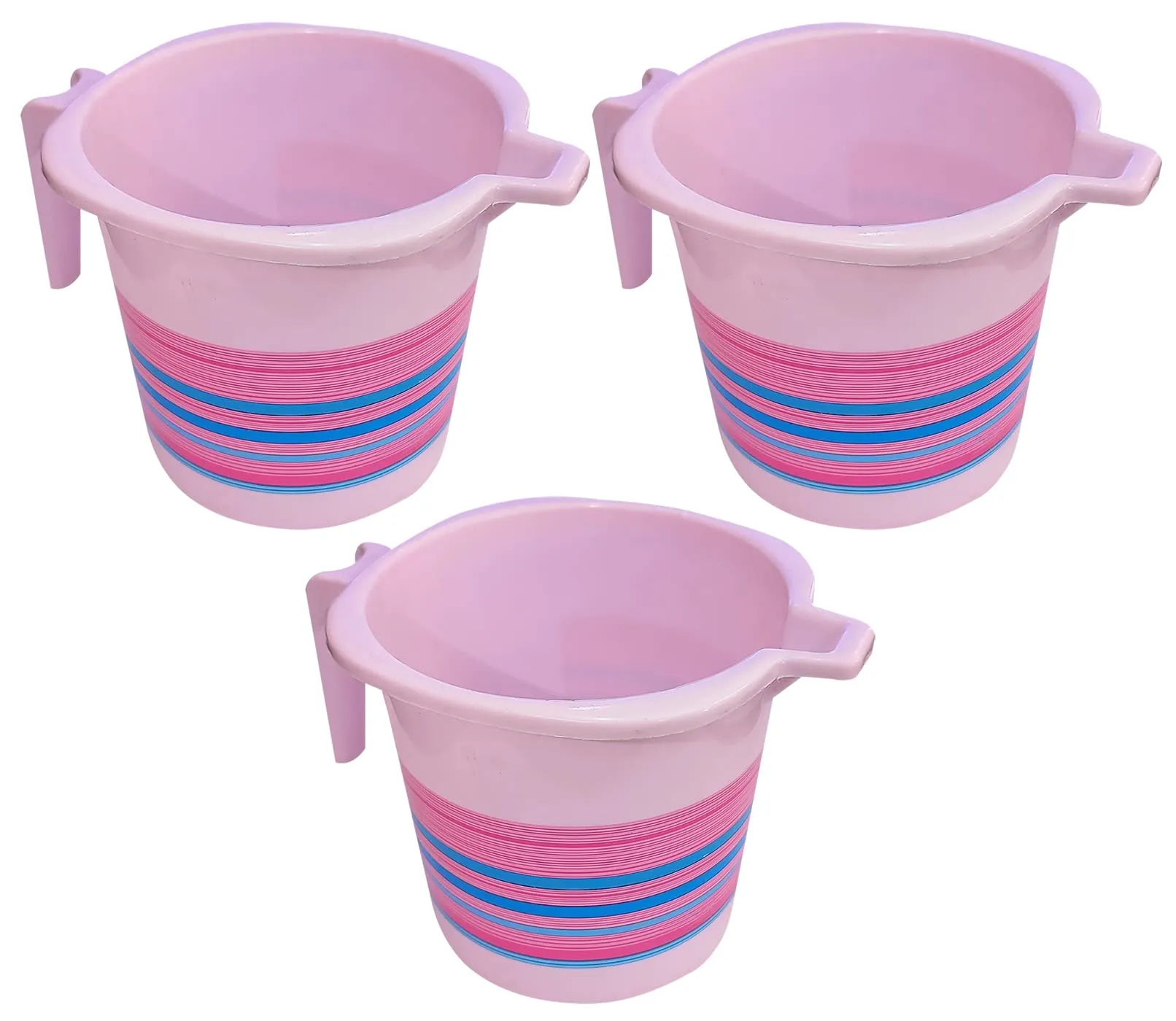 Heart Home Durable Long Lasting, Lightweight, Unbreakable, Strong Plastic Bathroom Mug 1 Litre- Pack of 3 (Pink)