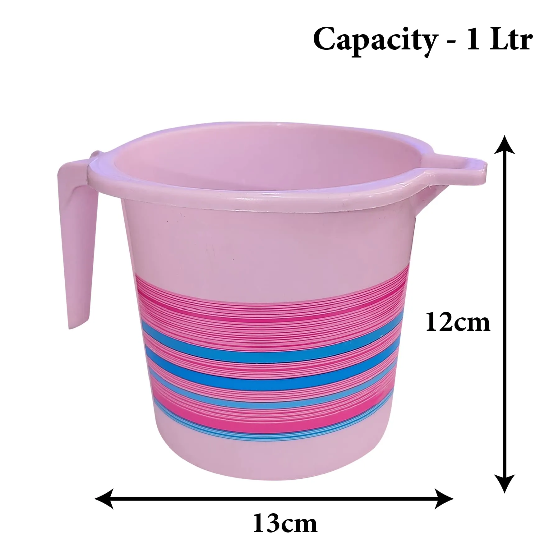Heart Home Durable Long Lasting, Lightweight, Unbreakable, Strong Plastic Bathroom Mug 1 Litre- Pack of 3 (Pink)