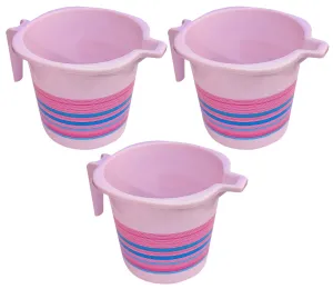 Heart Home Durable Long Lasting, Lightweight, Unbreakable, Strong Plastic Bathroom Mug 1 Litre- Pack of 3 (Pink)