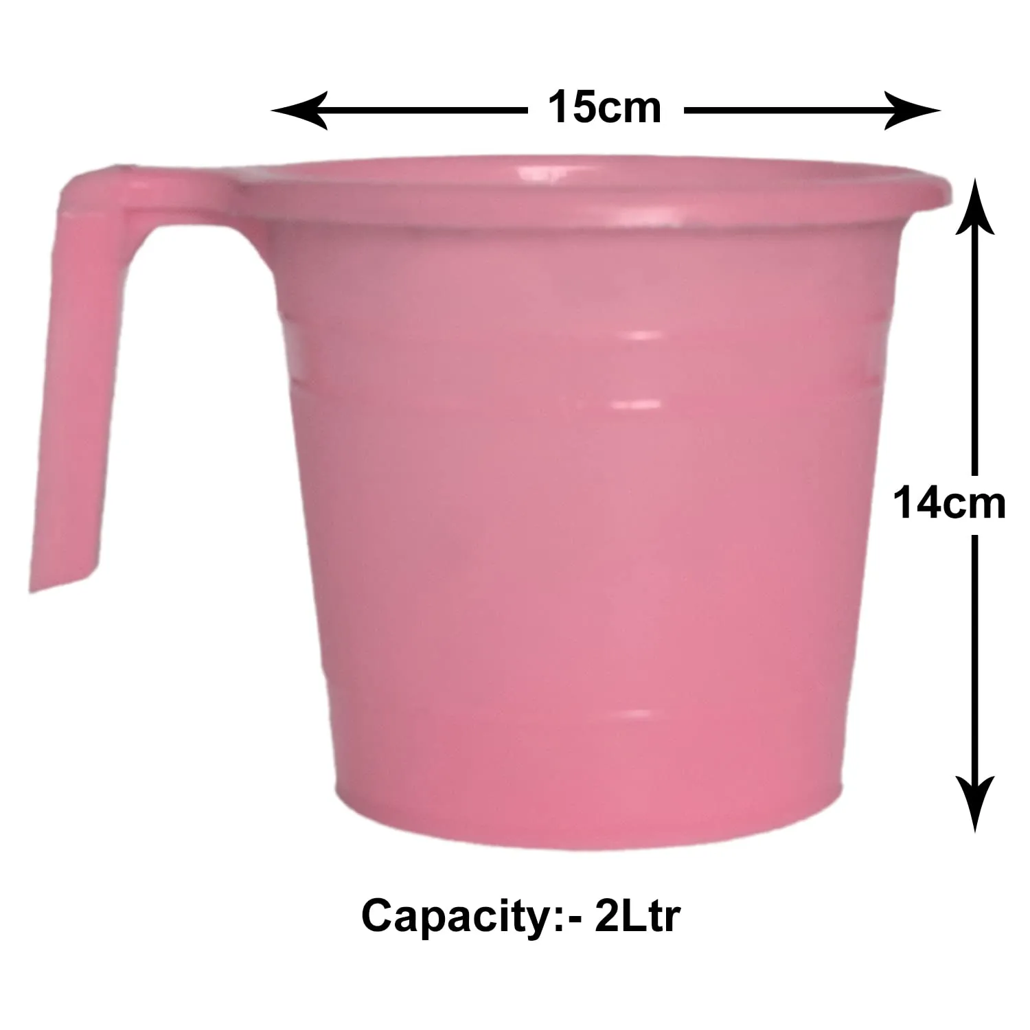 Heart Home Plastic Bathroom Mug, 2 Litre- Pack of 4 (Pink)-50HH0871