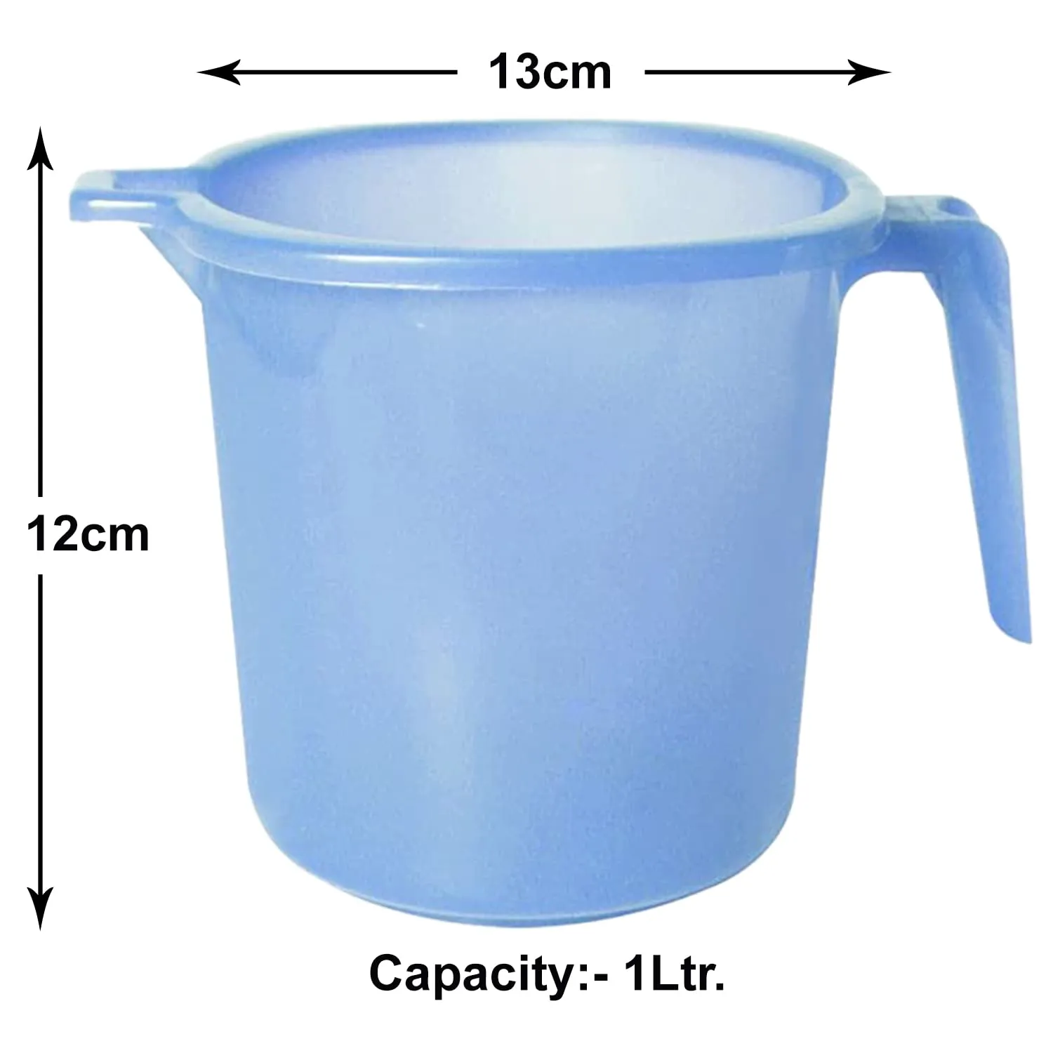Heart Home Tranasparent Small Plastic Bathroom Mug, 1 Litre- Pack of 2 (Blue)-50HH0813