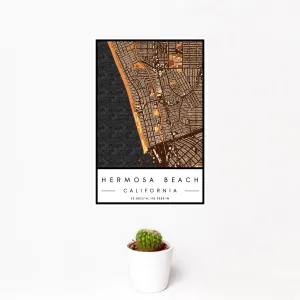 Hermosa Beach Ember Map Print - 12x18 Poster