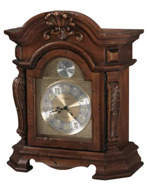 Howard Miller Beatrice Ornate Chiming Mantel Clock - Distressed Rustic Cherry
