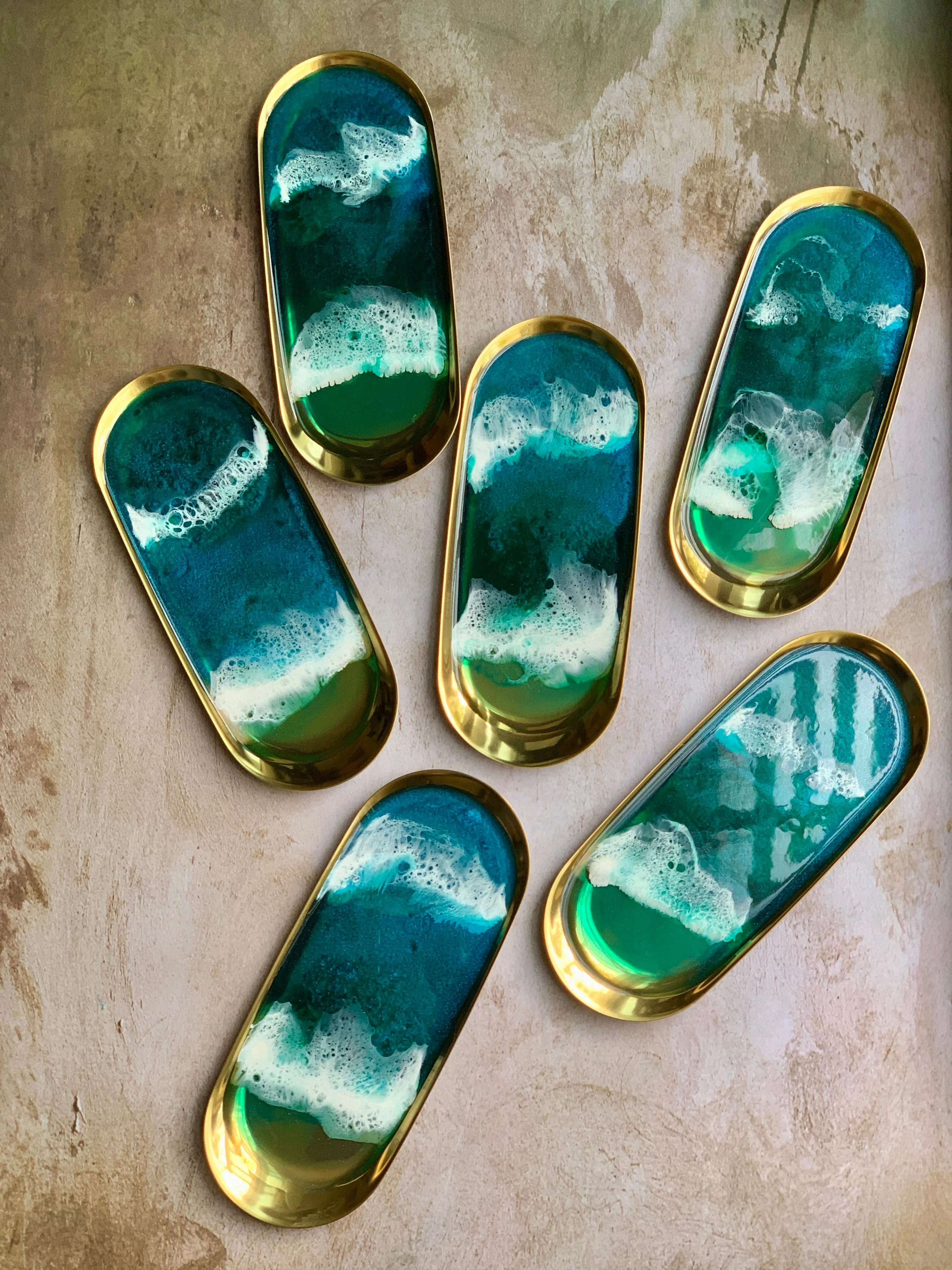 Jewelry/Ring Dish - 10x4" - Shimmery Blue Beach