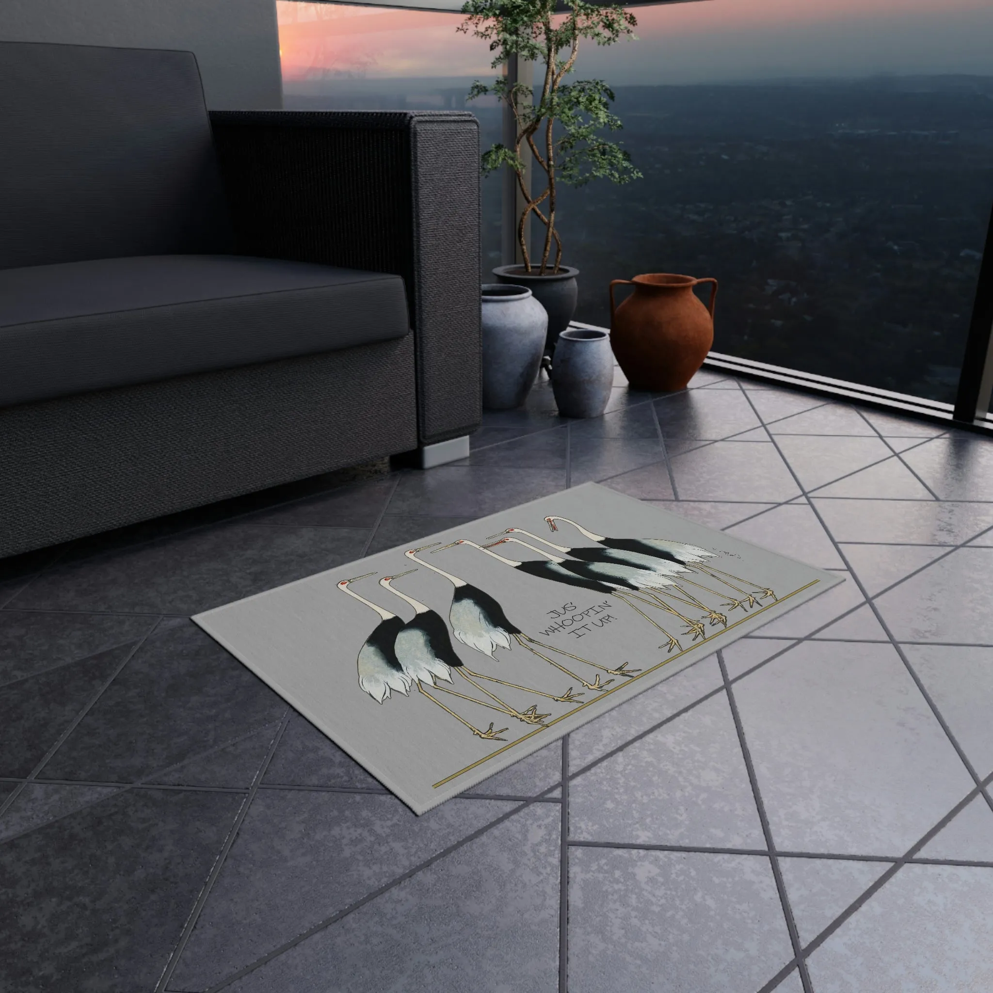 Just Whopping It Up - Whooping Crane - Outdoor Rug