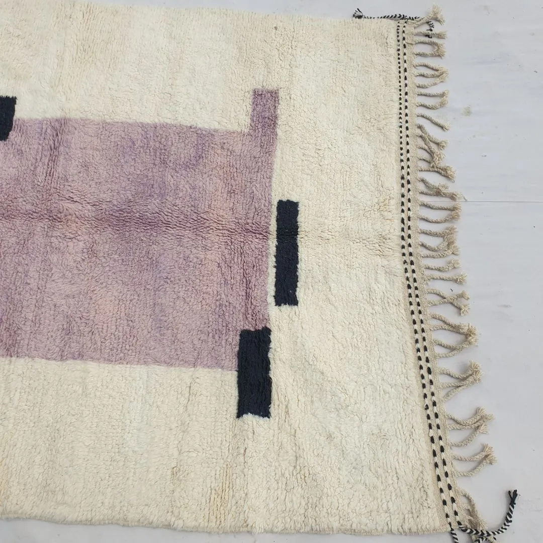 Khzamia | Moroccan Beni rug 6x9 Ultra Soft | White & Lavender Beni Ouarain | 9'51x6'69 Ft | 290x204 cm