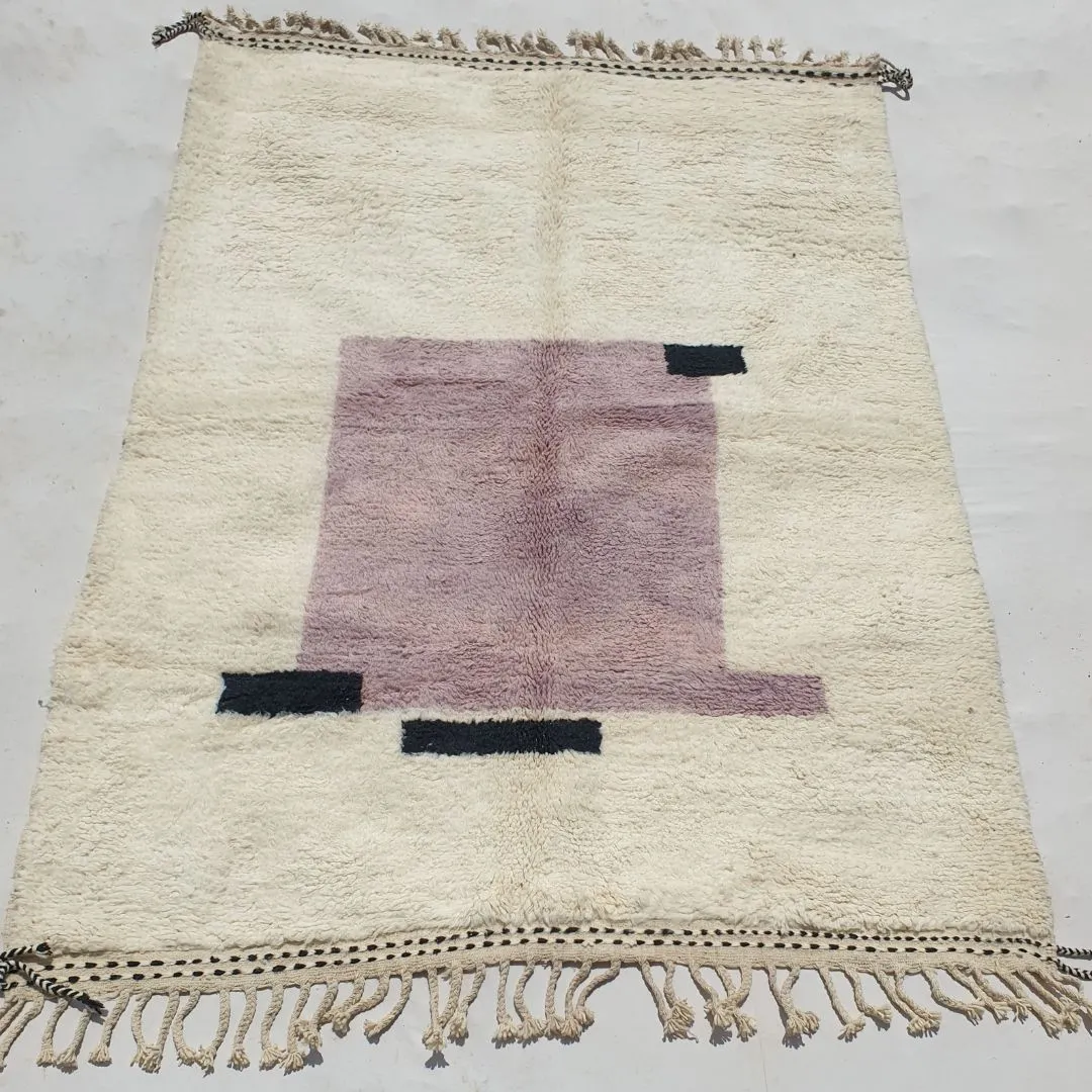 Khzamia | Moroccan Beni rug 6x9 Ultra Soft | White & Lavender Beni Ouarain | 9'51x6'69 Ft | 290x204 cm