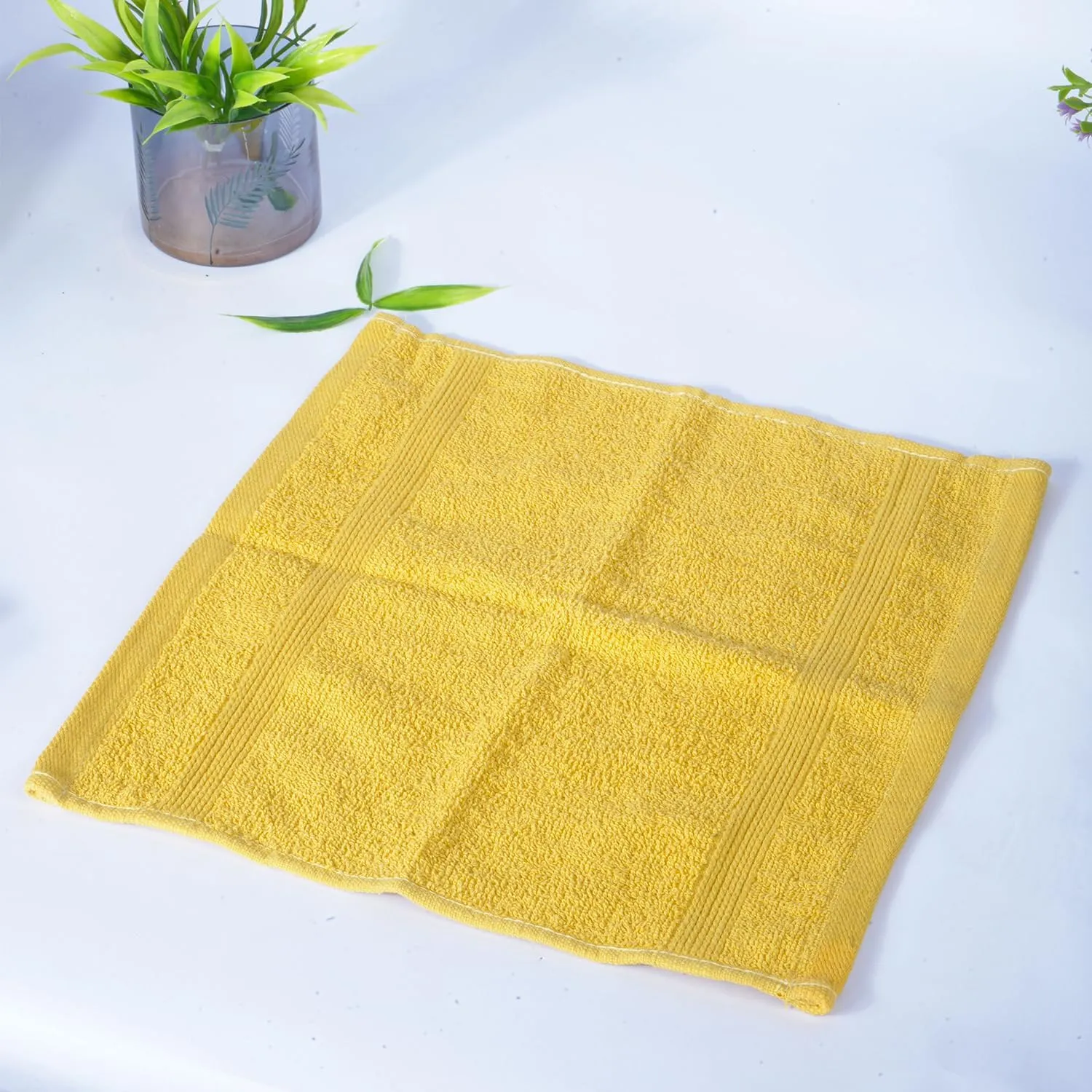 Kuber Industries Bamboo Face Towels |Super Soft, Quick Absorbent & Anti-Bacterial|Gym & Workout Towels|Pack of 6 (Yellow & Pink)