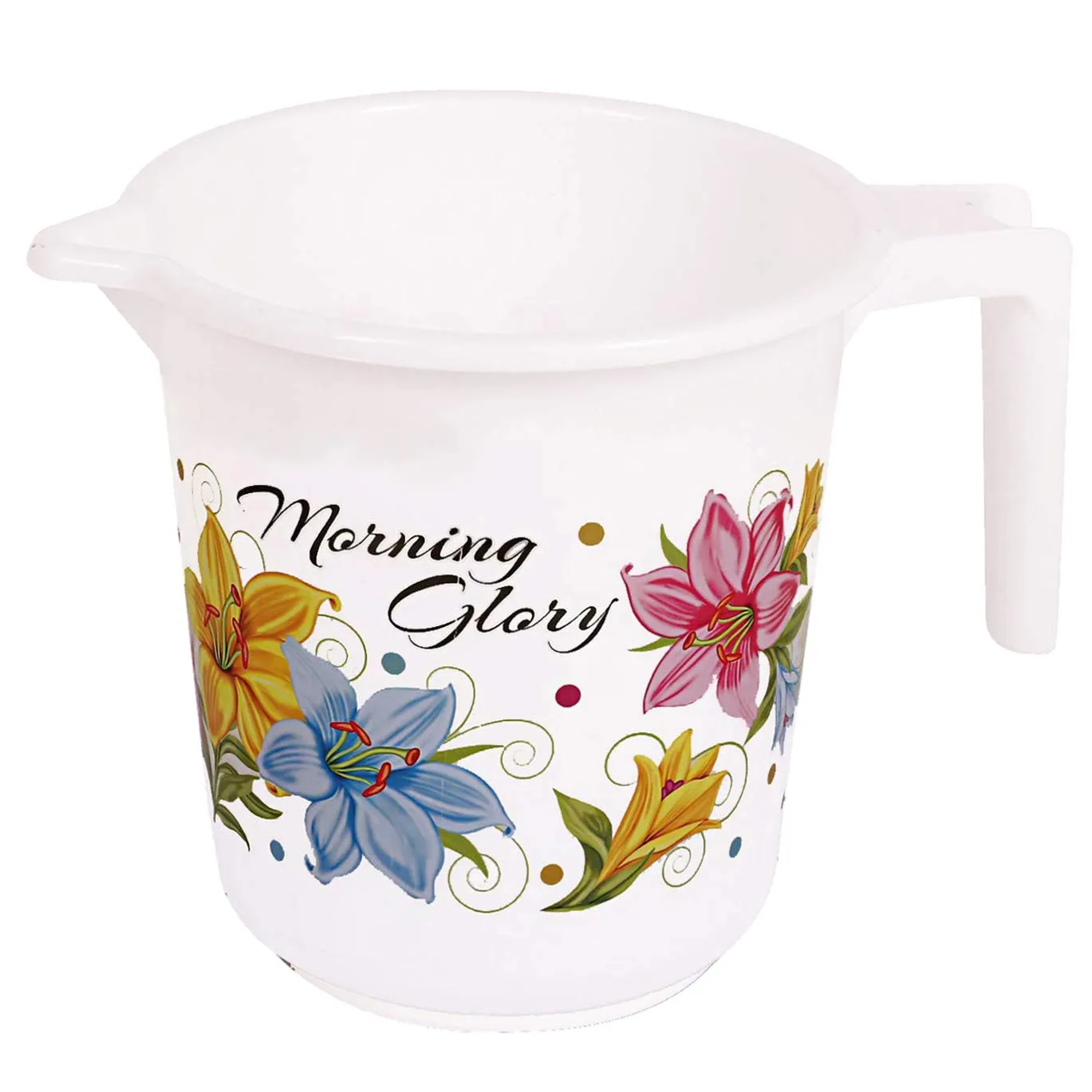 Kuber Industries Floral Print 4 Pieces Unbreakable Strong Plastic Bathroom Mug, 500 ML (White)
