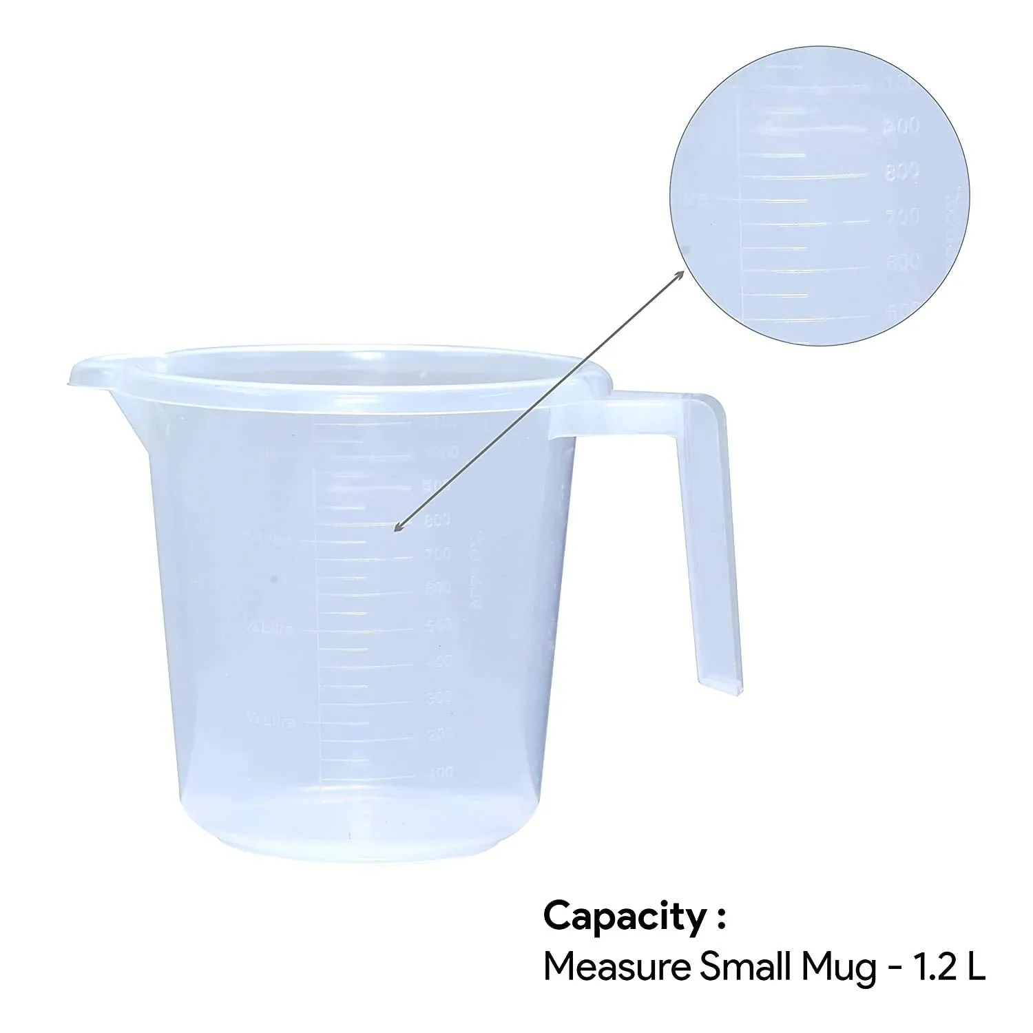 Kuber Industries Virgin Plastic 4 Pieces Transparent Bathroom Mug with Measurement,1800 ml (White)