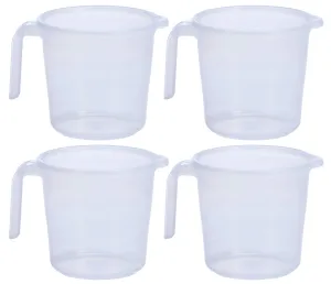 Kuber Industries Virgin Plastic 4 Pieces Transparent Bathroom Mug with Measurement,1800 ml (White)