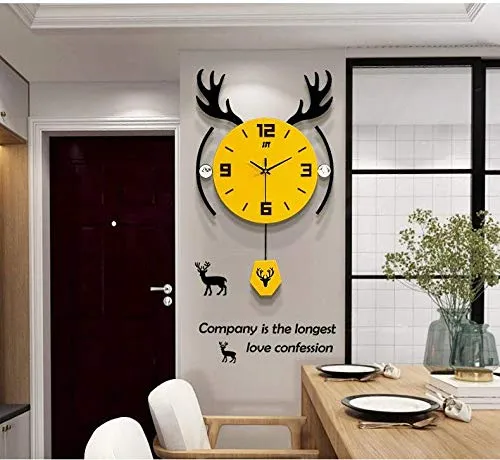 Living Room Creative Fashion Wall Watch Art Clock| Personality Nordic Atmosphere Home Modern Wall Clock| Minimalist Deer Head Wall Clock