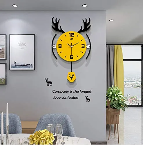 Living Room Creative Fashion Wall Watch Art Clock| Personality Nordic Atmosphere Home Modern Wall Clock| Minimalist Deer Head Wall Clock