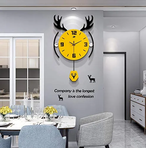 Living Room Creative Fashion Wall Watch Art Clock| Personality Nordic Atmosphere Home Modern Wall Clock| Minimalist Deer Head Wall Clock