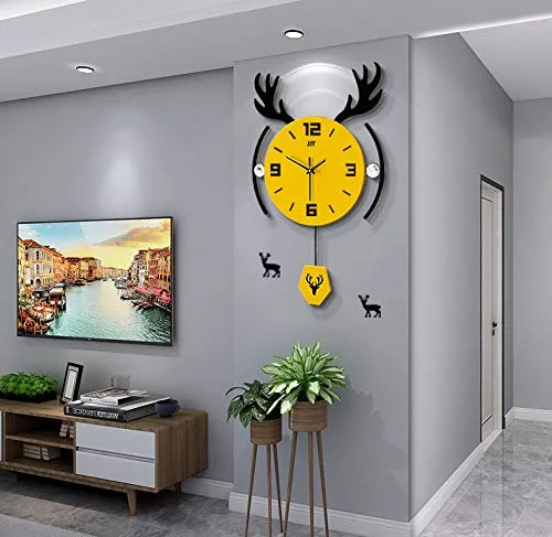 Living Room Creative Fashion Wall Watch Art Clock| Personality Nordic Atmosphere Home Modern Wall Clock| Minimalist Deer Head Wall Clock