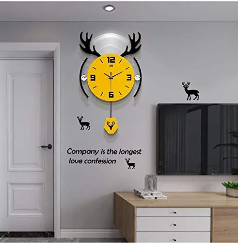 Living Room Creative Fashion Wall Watch Art Clock| Personality Nordic Atmosphere Home Modern Wall Clock| Minimalist Deer Head Wall Clock