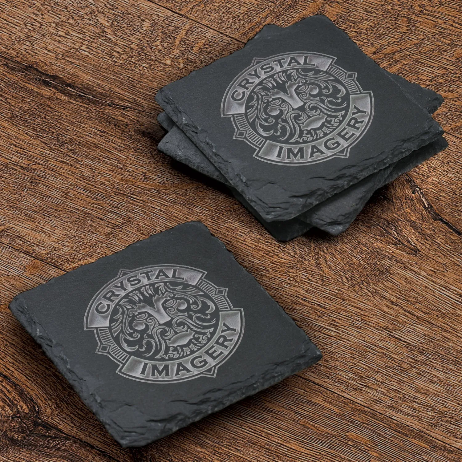Logo Slate Coasters, Engraved SET of 4