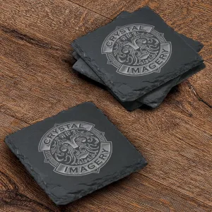 Logo Slate Coasters, Engraved SET of 4