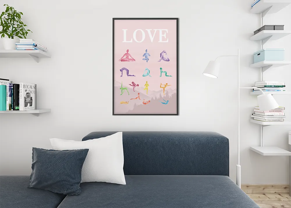 Love Yoga 14 Poses Premium Matte Poster