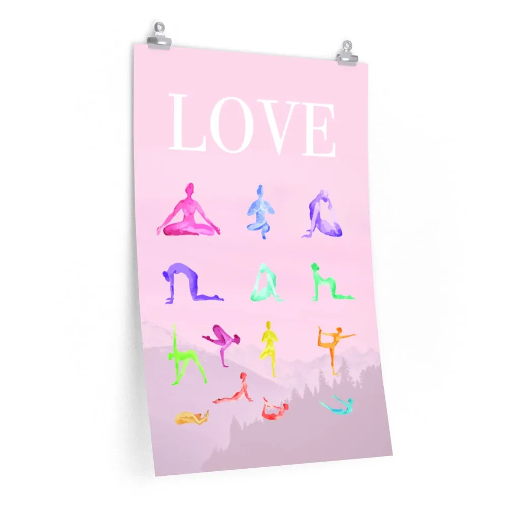 Love Yoga 14 Poses Premium Matte Poster