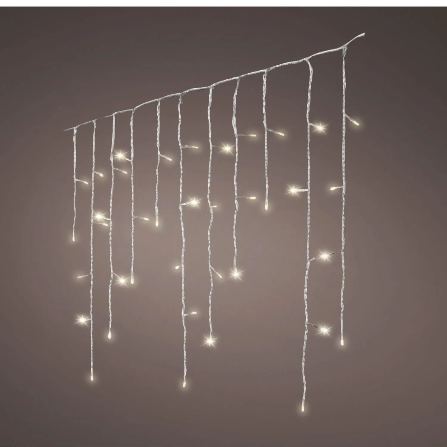 Lumineo 720 LED Snowing Effect Warm White Outdoor Icicle Lights (17.8m)