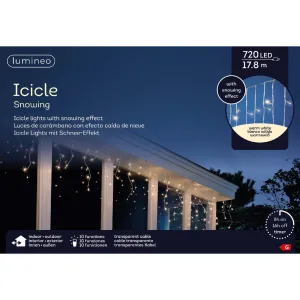 Lumineo 720 LED Snowing Effect Warm White Outdoor Icicle Lights (17.8m)