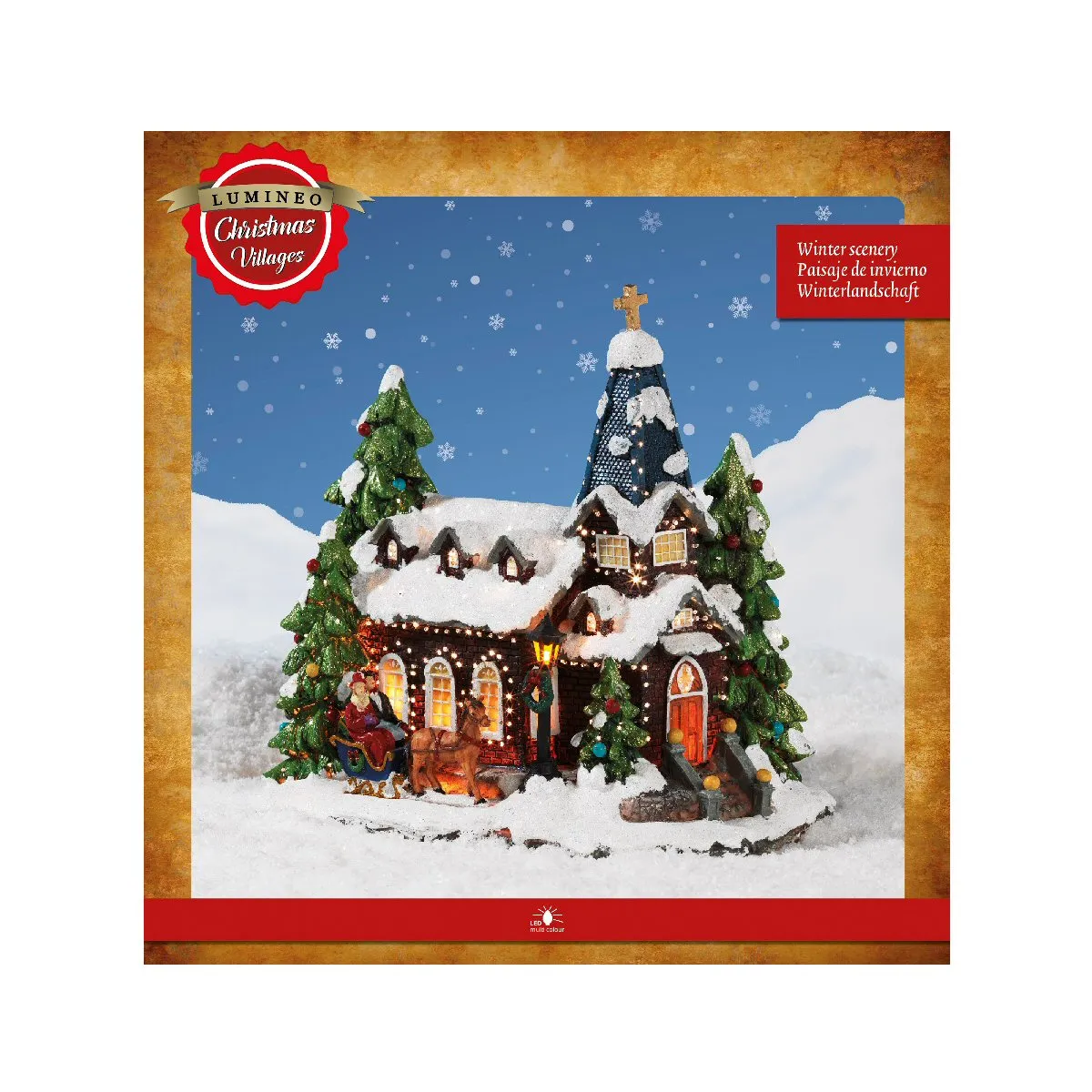 Lumineo Christmas Village 27cm LED Church Scene