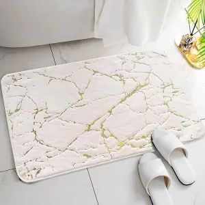 Luxury White and Gold Bath Mats for Bathroom