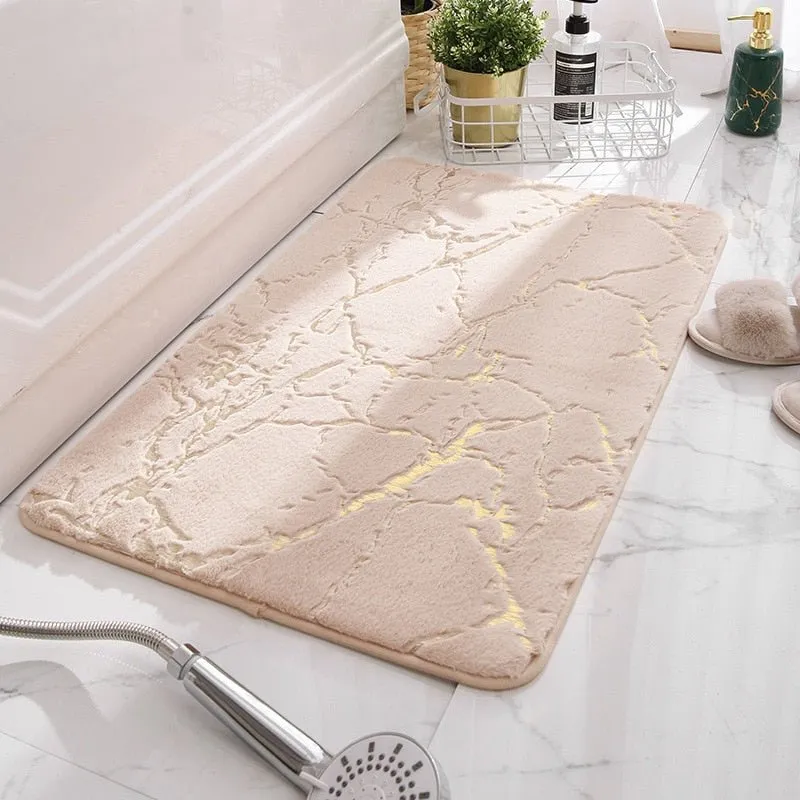 Luxury White and Gold Bath Mats for Bathroom