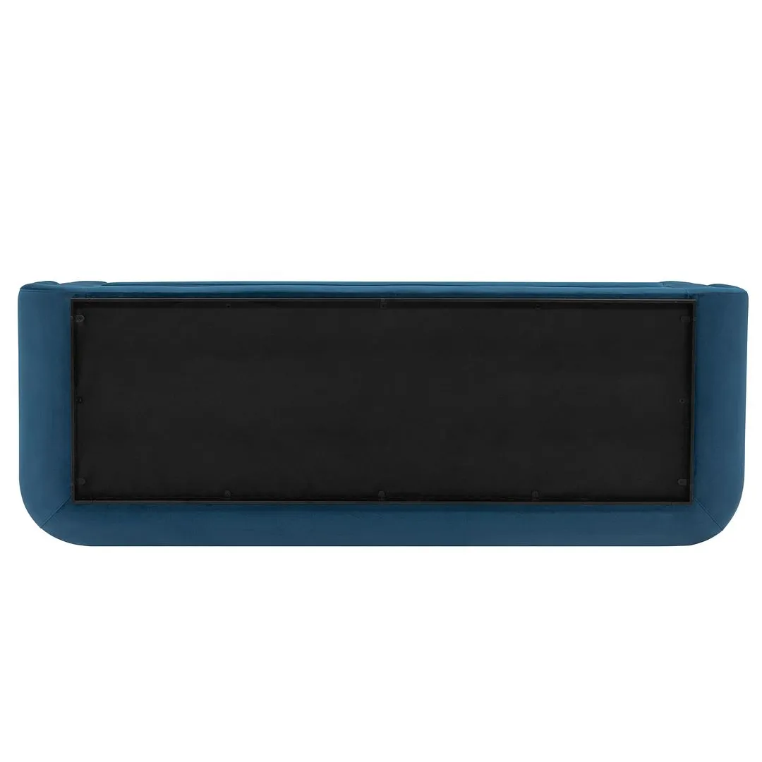 Manhattan Comfort Contemporary Edmonda Velvet Sofa with Pillows in Sapphire Blue