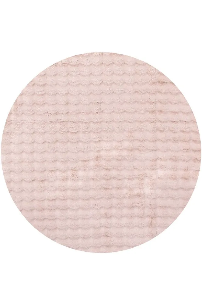 Marill 100cm x 100cm Round Bubbly Washable Rug - Blush