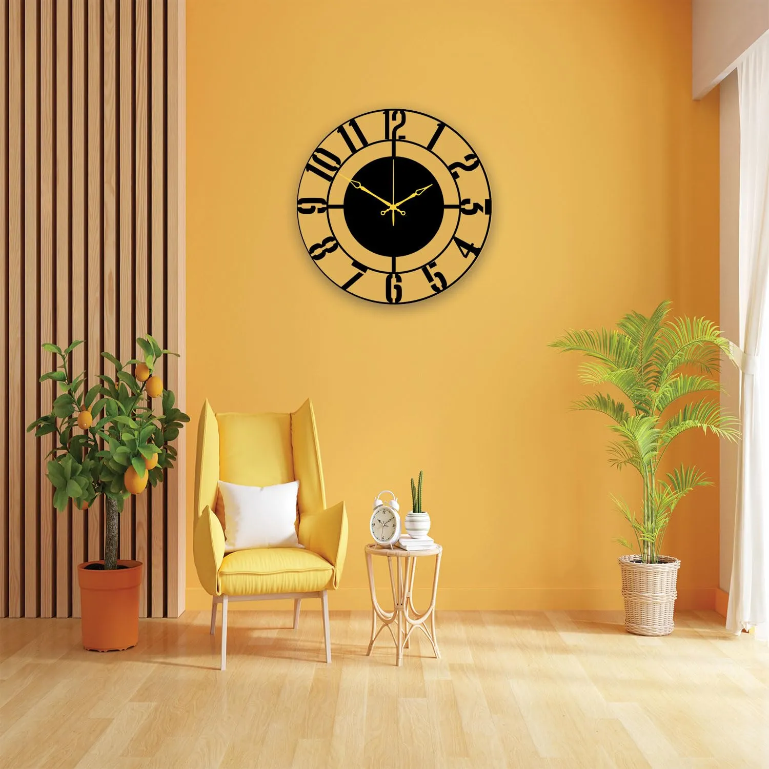 Melinex decor Black Ultra light Digital Printed Sleek Numeric Round Shape Sweep Wall Clock for Living Room Home Bedroom & Office Wall Decoration, Transparent (Ultra Light Digital Printed) Size 30Cm