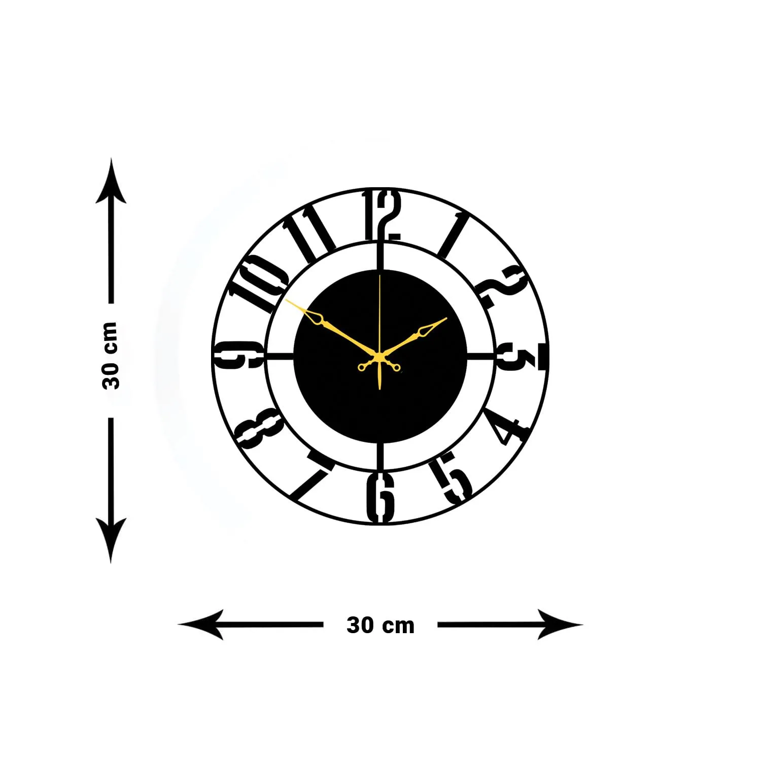 Melinex decor Black Ultra light Digital Printed Sleek Numeric Round Shape Sweep Wall Clock for Living Room Home Bedroom & Office Wall Decoration, Transparent (Ultra Light Digital Printed) Size 30Cm