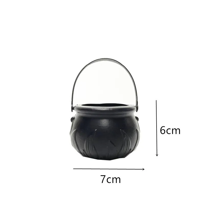 Mini Halloween Candy Bucket Pot Witch Skeleton Cauldron Holder Jar Trick Or Treat Home Party Decoration Props Kids Toy