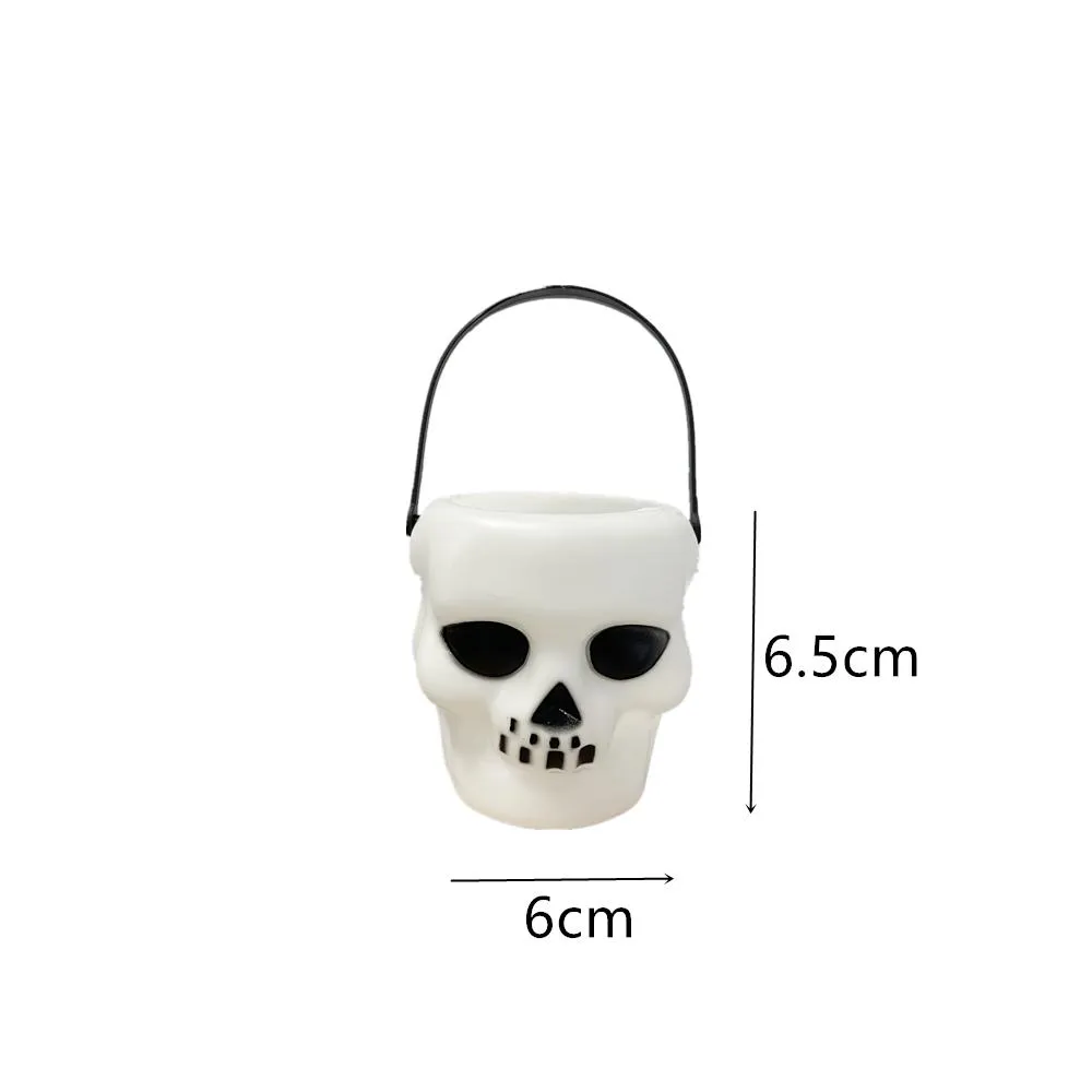 Mini Halloween Candy Bucket Pot Witch Skeleton Cauldron Holder Jar Trick Or Treat Home Party Decoration Props Kids Toy