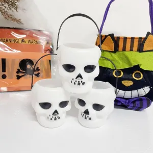 Mini Halloween Candy Bucket Pot Witch Skeleton Cauldron Holder Jar Trick Or Treat Home Party Decoration Props Kids Toy