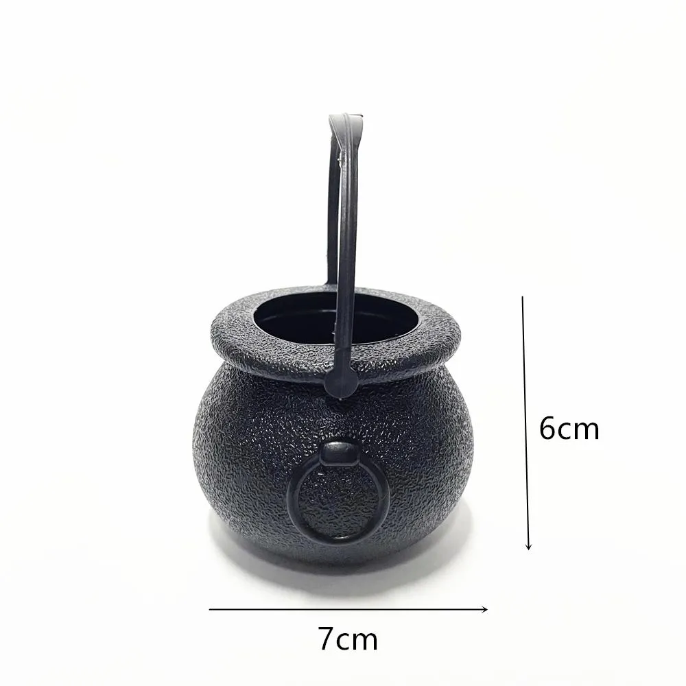 Mini Halloween Candy Bucket Pot Witch Skeleton Cauldron Holder Jar Trick Or Treat Home Party Decoration Props Kids Toy