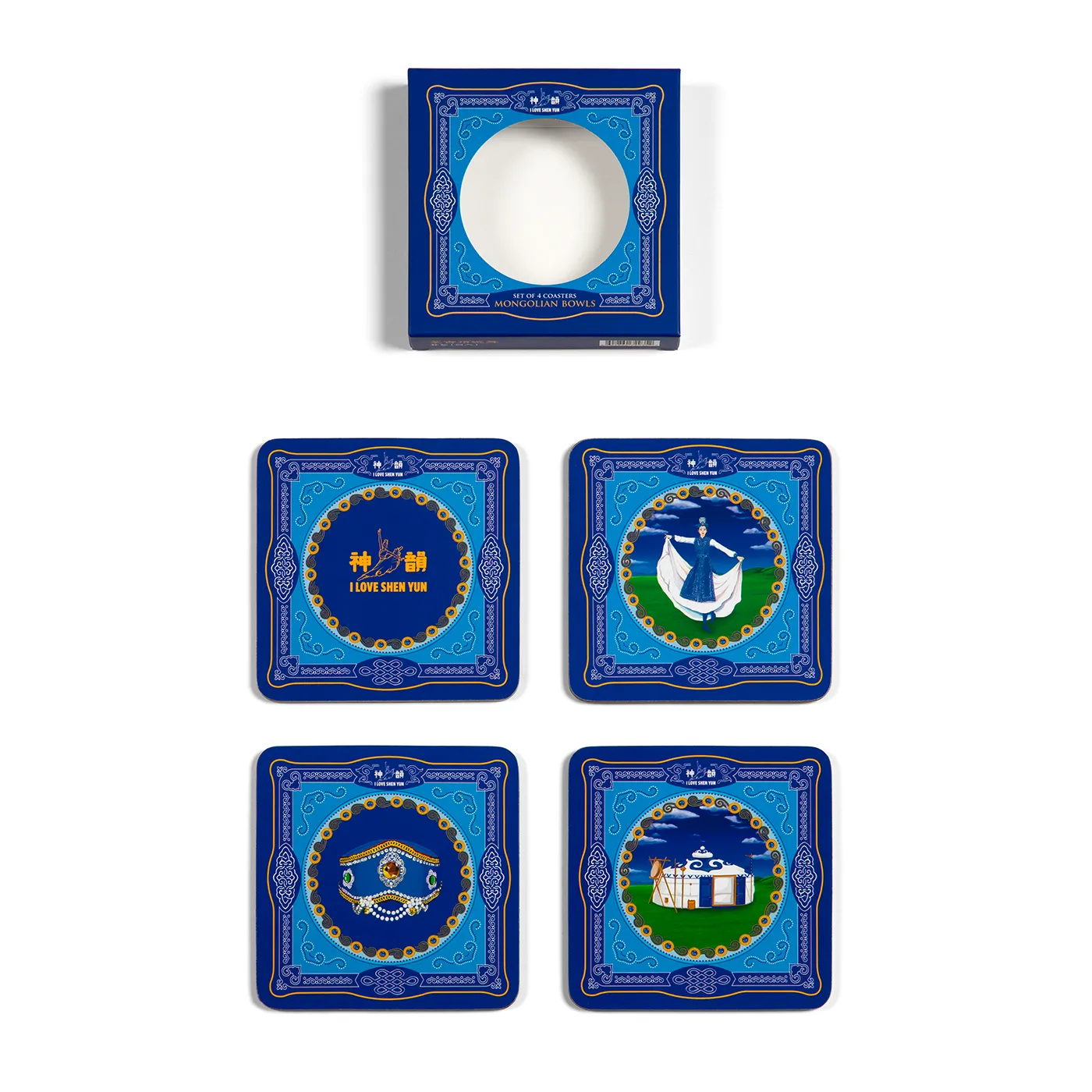 Mongolian Bowls Coasters - Set of 4