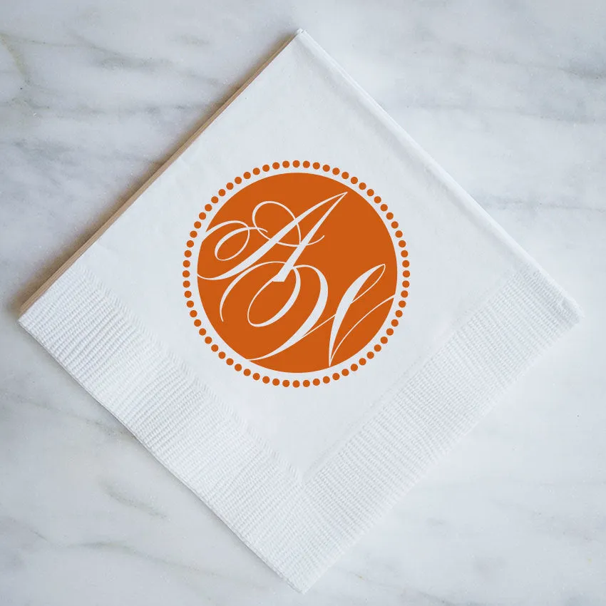 Monogrammed Circle Wedding Napkins
