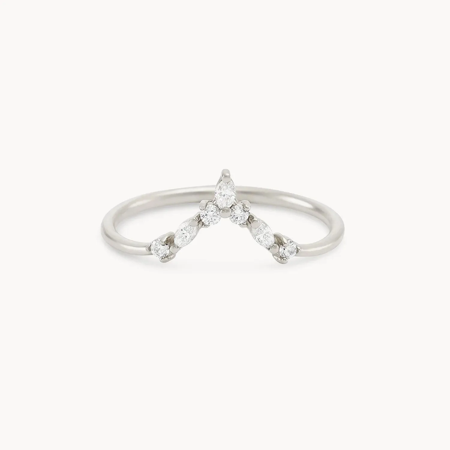 Moonbow ring - 14k white gold, white diamond