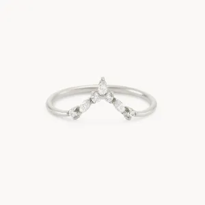 Moonbow ring - 14k white gold, white diamond