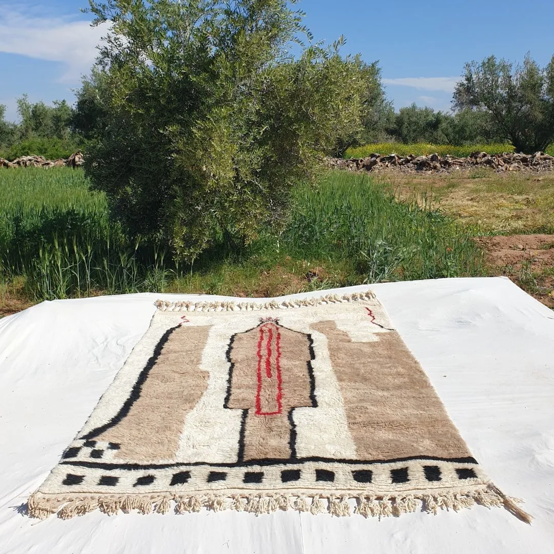 Naraba | Moroccan Beni rug White & Beige 7x10 | Ultra Soft Beni Ourain | 10x6'92 Ft | 305x211 cm
