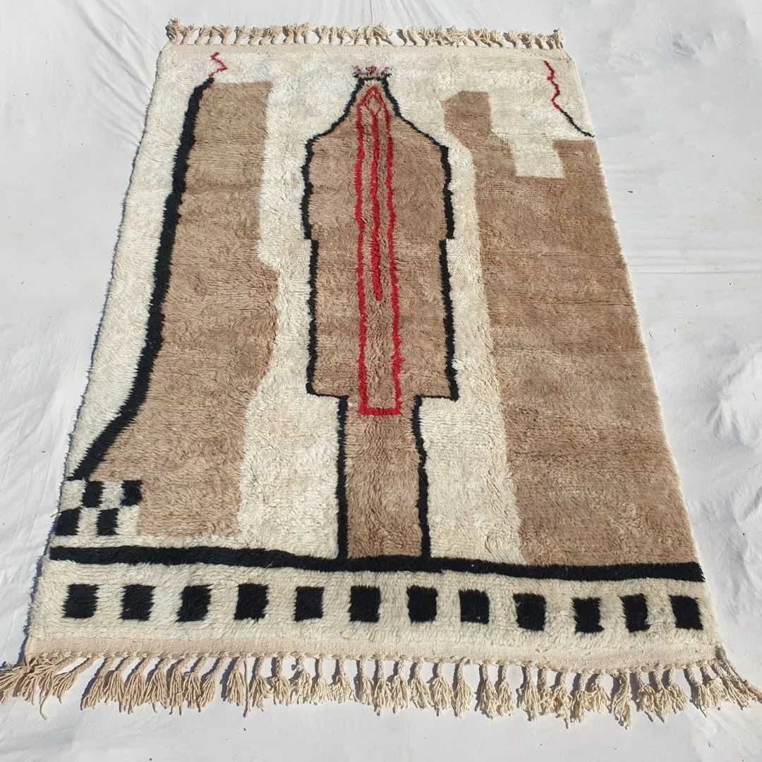 Naraba | Moroccan Beni rug White & Beige 7x10 | Ultra Soft Beni Ourain | 10x6'92 Ft | 305x211 cm