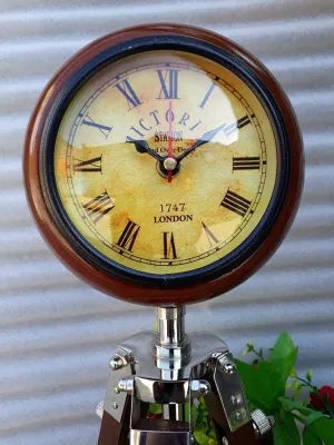 Nautical Gallery Vintage Antique Beautiful Wooden Tripod Clock Nautical Table Clock Home & Decor (Brown)