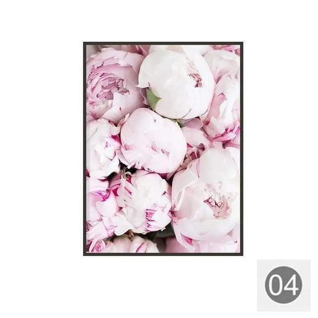 Nordic Minimalist Pink Peony Flower Posters