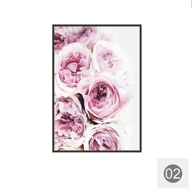 Nordic Minimalist Pink Peony Flower Posters