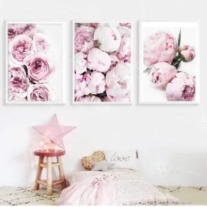 Nordic Minimalist Pink Peony Flower Posters